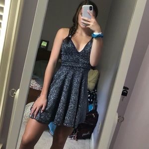 NWT Navy sparkle dress lace back XS S Homecoming